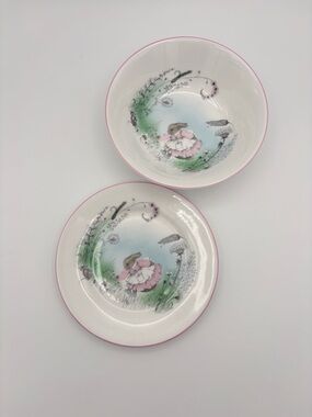 MRS. RABBIT Elizabethan Bone China  Cereal Bowl & Plate Set